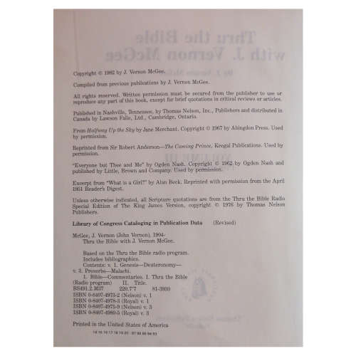 Thru The Bible Volumes 1-5 by J. Vernon McGee 1981-1983 Hardcover w/o Dustjacket (volume 1-2, 4-5)