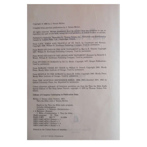 Thru The Bible Volumes 1-5 by J. Vernon McGee 1981-1983 Hardcover w/o Dustjacket (volume 1-2, 4-5)