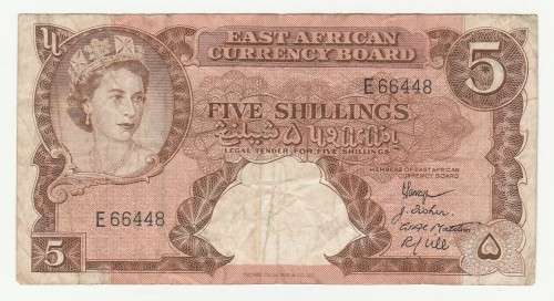 1958 East Africa Currency Board, Nairobi 5 Shillings
