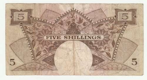 1958 East Africa Currency Board, Nairobi 5 Shillings