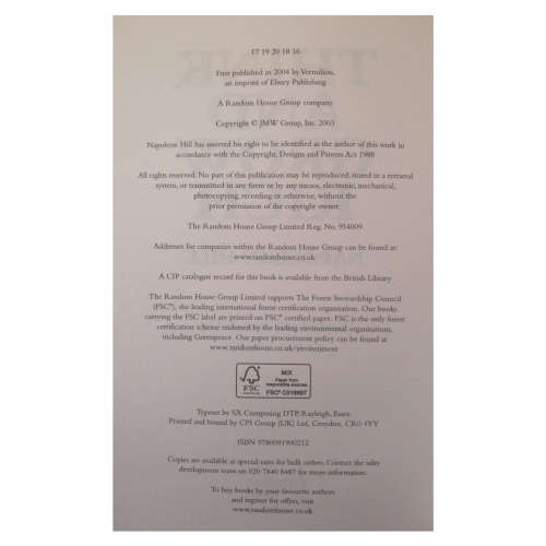 Think And Grow Rich by Napoleon Hill 2003 Softcover