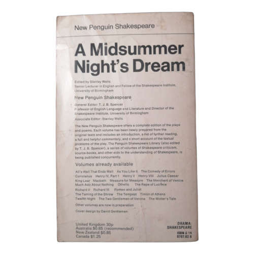 A Midsummer Night`s Dream by William Shakespeare 1973 Softcover