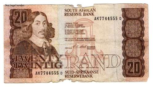 1990 South Africa C L Stals Type 8, First Issue R20, `7744555`