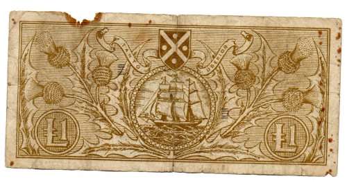 1967 Bank of Scotland 1 Pound, Pick#105b, top edge damage