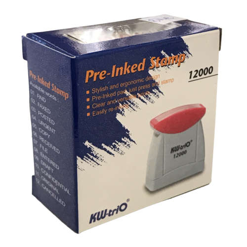 45x UNITS ON AUCTION!  DRAFT - Blue Ink, kw-Trio Pre-inked Stamp, Model 12000