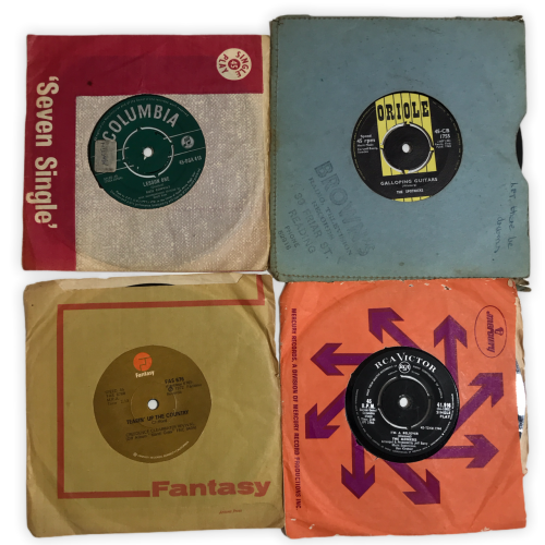 Lot of 12 x 7` Vinyl records (with & without covers/various conditions)