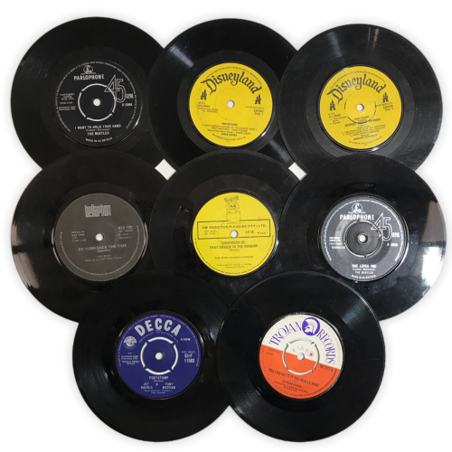 Lot of 12 x 7` Vinyl records (with & without covers/various conditions)