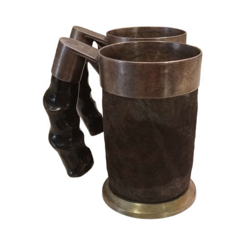 Pair of Vintage Hallmarked Elephant Skin Tankards