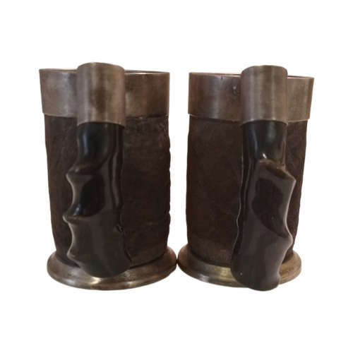 Pair of Vintage Hallmarked Elephant Skin Tankards