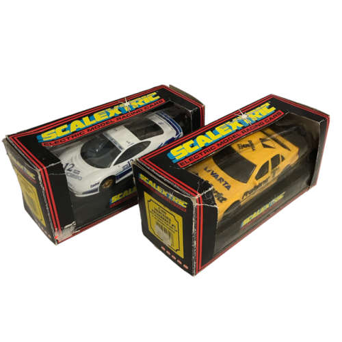 Pair of Hornby Scalextric Electronic model racing cars: Jaguar XJ220 & Mercedes Promarker