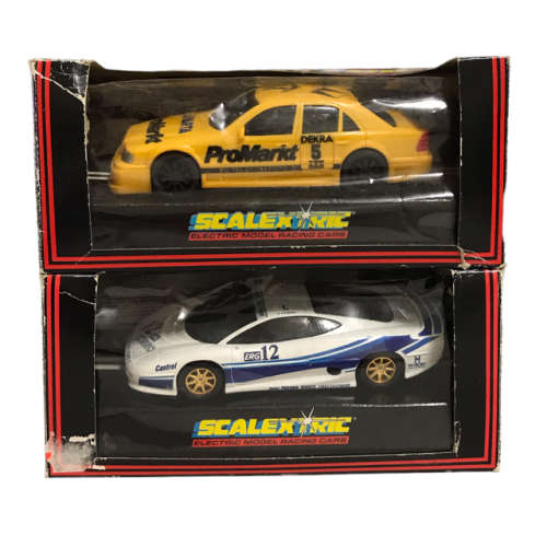 Pair of Hornby Scalextric Electronic model racing cars: Jaguar XJ220 & Mercedes Promarker