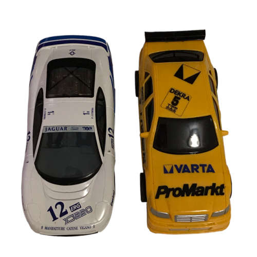 Pair of Hornby Scalextric Electronic model racing cars: Jaguar XJ220 & Mercedes Promarker