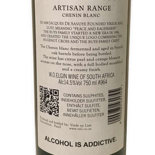 Lot of 3 VREDE en LUST Wines: 2011 Artisan Range Kogelberg Chenin Blanc, 2010 Viognier, 2010 Casey`s