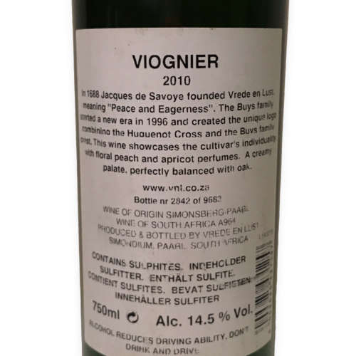 Lot of 3 VREDE en LUST Wines: 2011 Artisan Range Kogelberg Chenin Blanc, 2010 Viognier, 2010 Casey`s