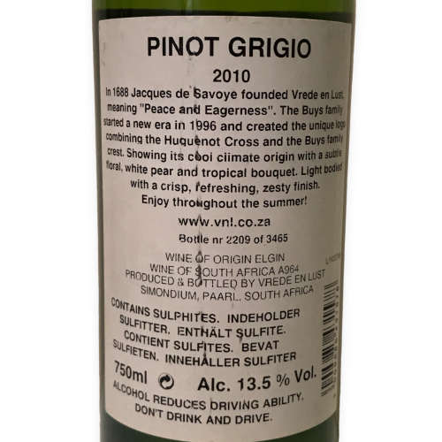 Lot of 3 VREDE en LUST Wines: 2011 Artisan Range Kogelberg Chenin Blanc, 2010 Viognier, 2010 Casey`s