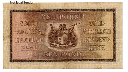 1947 South Africa M H De Kock, Type 8 First Issue, 1 Pound