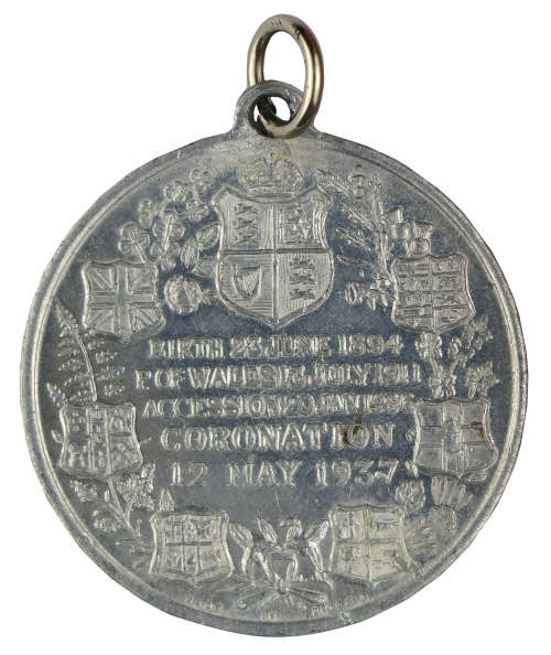 1937 Great Britain King Edward VIII Coronation / Shields of the Dominions, Aluminum Medallion