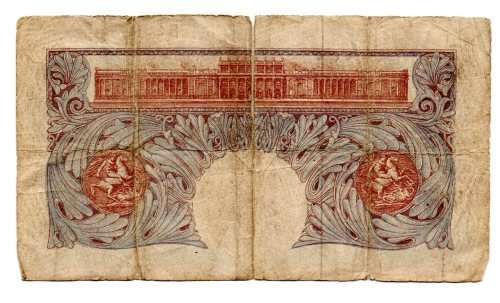 Filler, 1934-39 Great Britain 1 Pound, Signature K. O. Peppiatt, Pick#363c, Centre tear 1/2 through