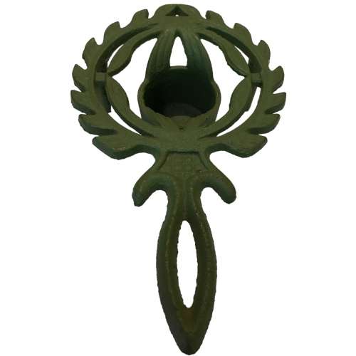 Vintage green cast iron trivet with tea light holder (food warmer trivet), 21cm x12cm x5cm
