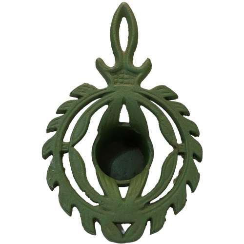 Vintage green cast iron trivet with tea light holder (food warmer trivet), 21cm x12cm x5cm