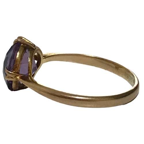 Vintage 2.0 Gram, 9ct Gold Ring: 53mm/6.5 Inches Diameter  with set Amethyst 3.0/0,95mmx 0,53mm