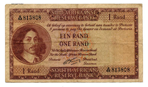 1962 South Africa G Rissik Type 3, First Issue R10 A/E