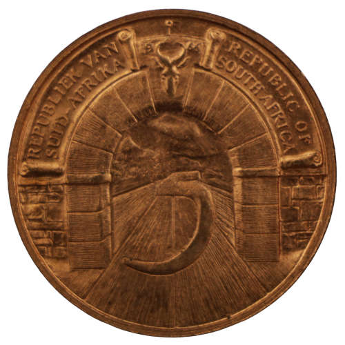 Pre-1994 Fifth Anniversary of Republic: Johannesburg Bronze Medallion