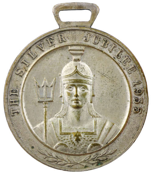 1935 King George V & Queen Mary 25 Years Reigned `Silver` Jubilee Medal, Aluminum metal