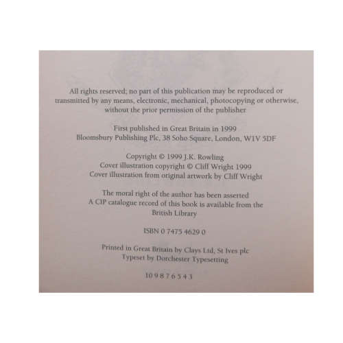 1999 Harry Potter And The Prisoner Of Azkaban by J. K. Rowling Softcover