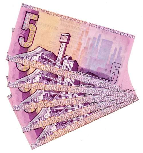 Lot of 5 x Consecutive 1989 South Africa Type 10, GPC De Kock Third Issue R5`s `AR1887641` to `AR188