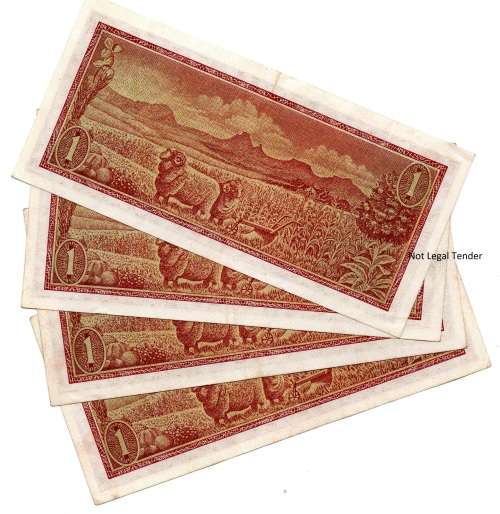 Lot of 4 x Consecutive 1973 South Africa TW De Jongh Type 9 Second Issue R1`s `B126 119925` to `B126