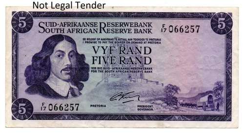 1966 South Africa G Rissik Type 1 Second Issue R5