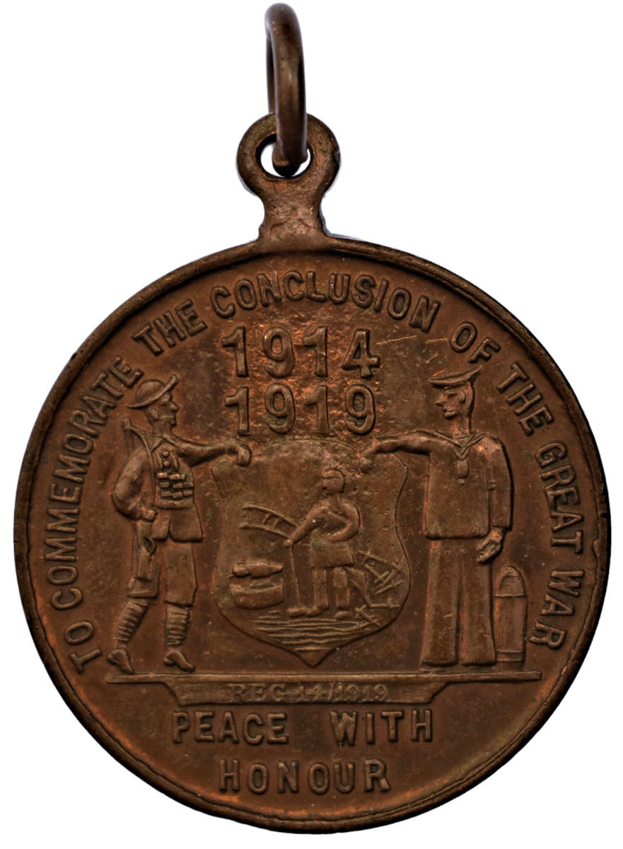 1919 South African First World War Peace Medallion, Johannesburg UNC, 40k Mintage, Laidlaw: 0025a