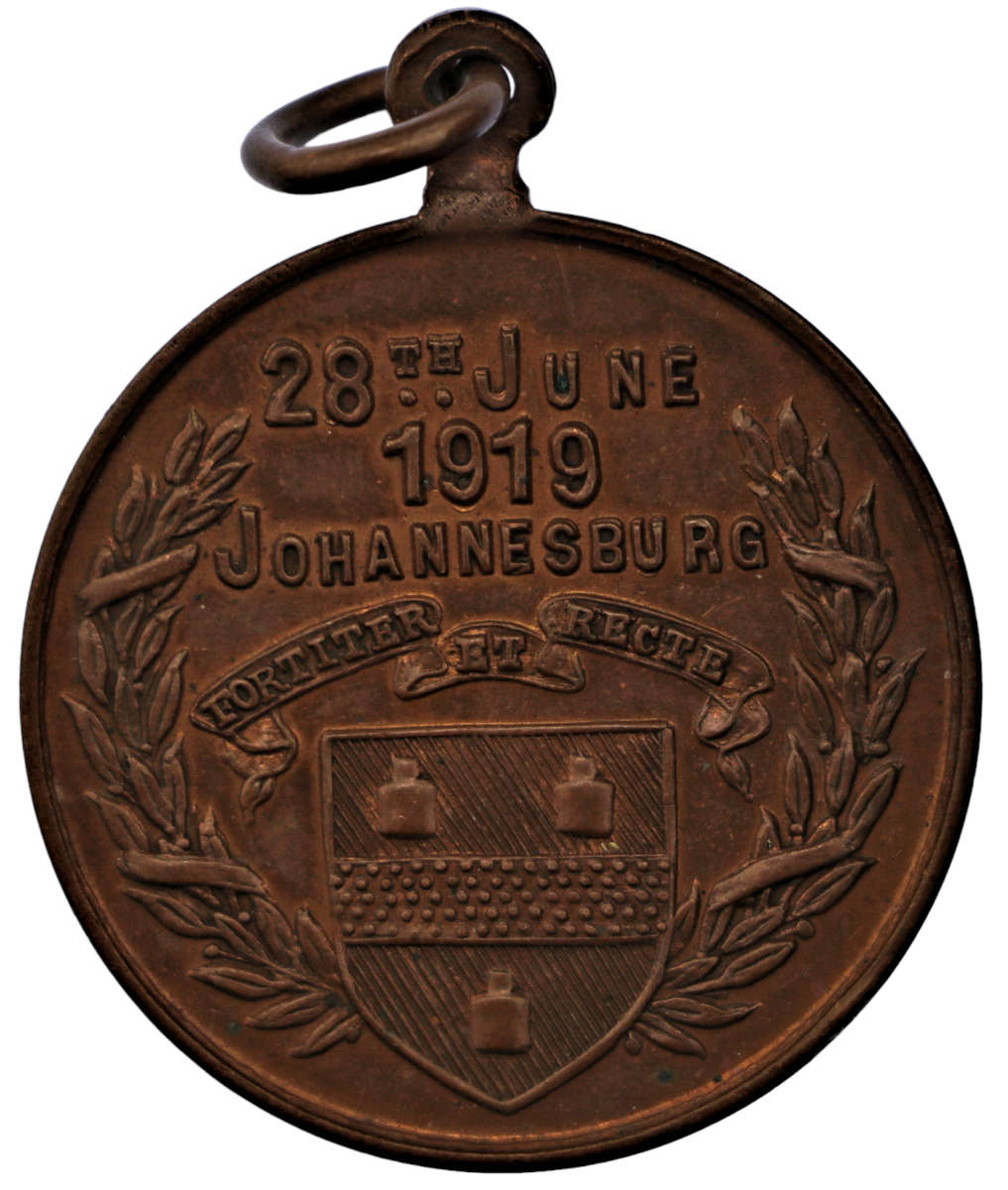 1919 South African First World War Peace Medallion, Johannesburg UNC, 40k Mintage, Laidlaw: 0025a