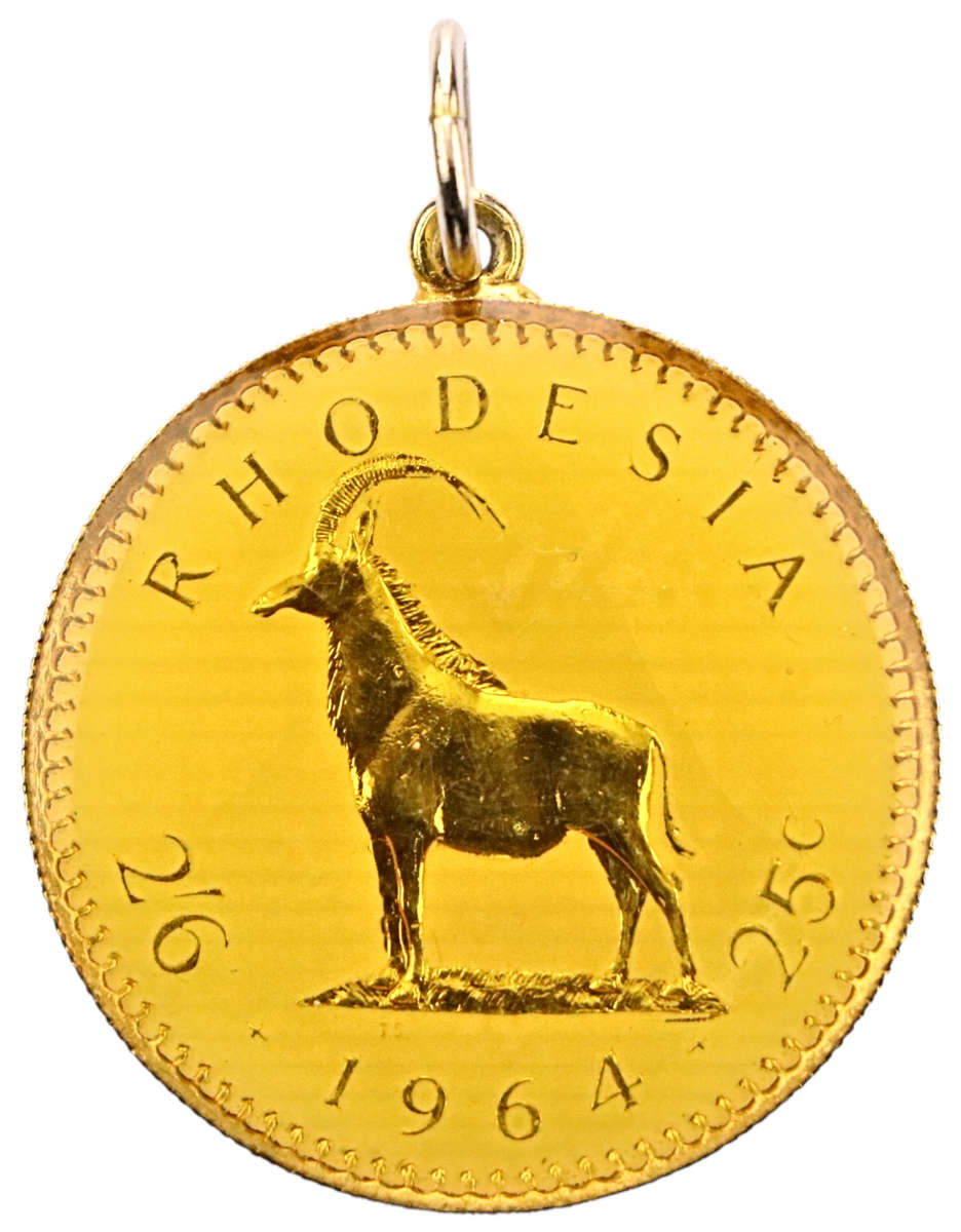 1964 Rhodesia Enameled 2½ Shillings/25 Cents KM#4