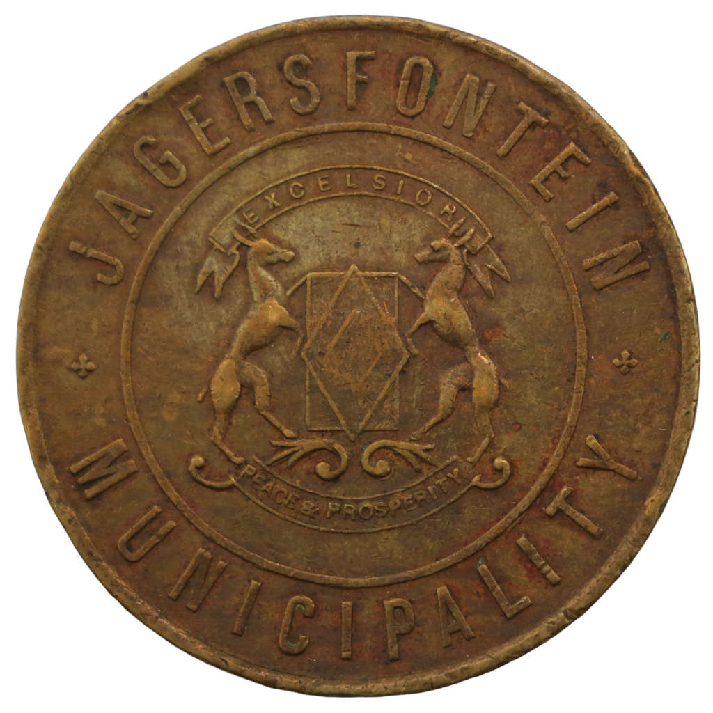 1913-26 South Africa Jagersfontein (Orange Free State) Municipality 3 Gallon Water Token Herns#294a