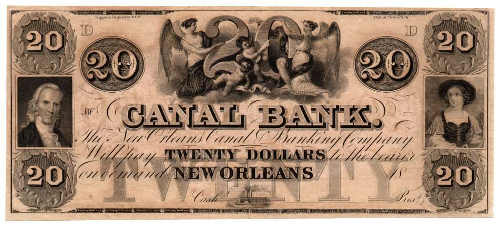 1800`S United States $20 `Broken Banknote` from the Civil War, reproduction