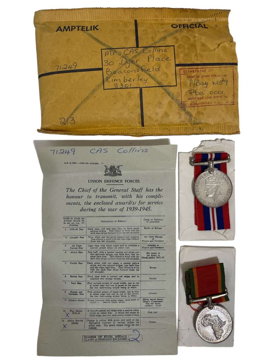 WWII Medal Pair C.A.S Collins - 71249