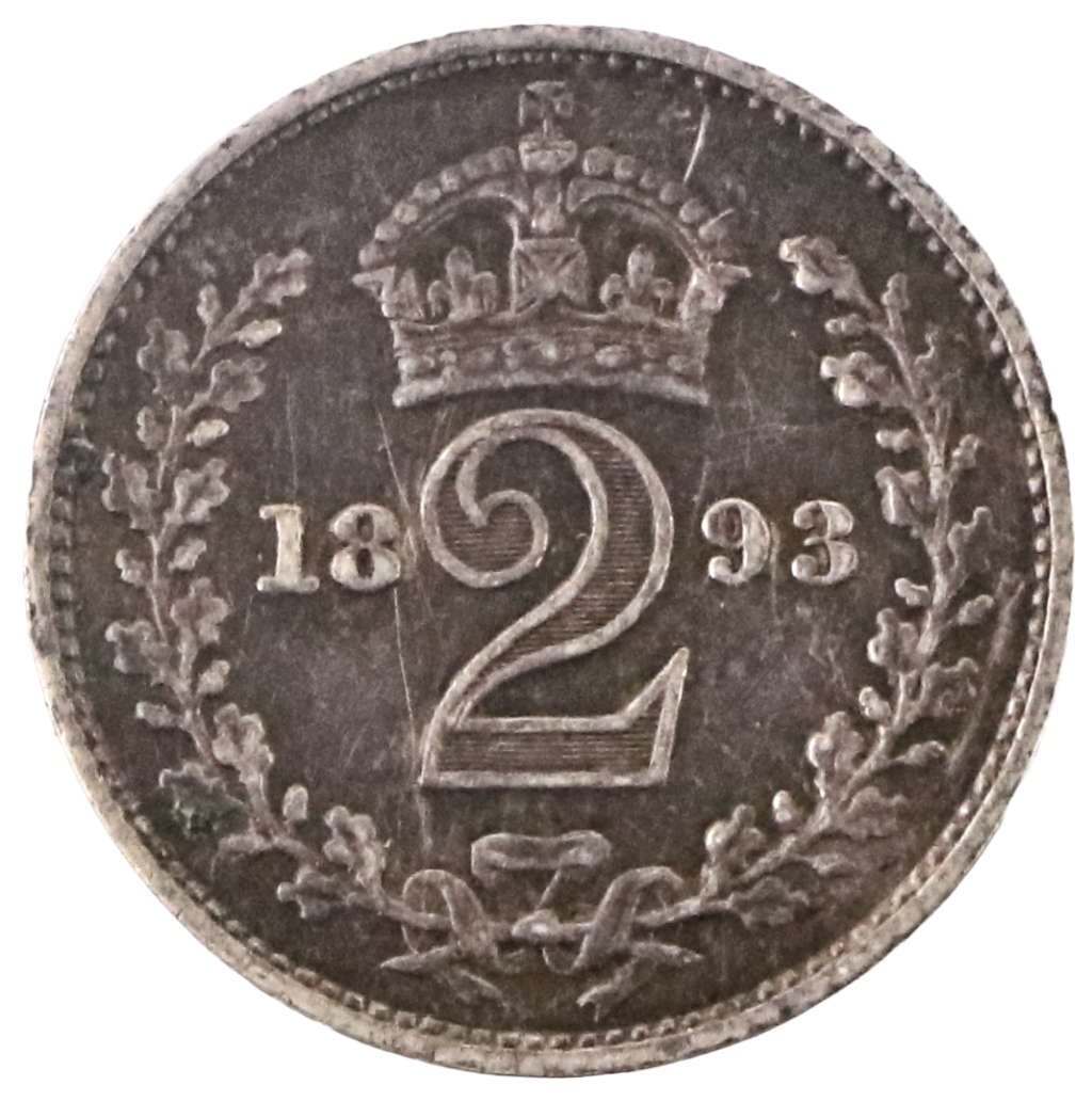 1893 Great Britain 3rd portrait Maundy issues 2 Pence, 14 000 Mintage