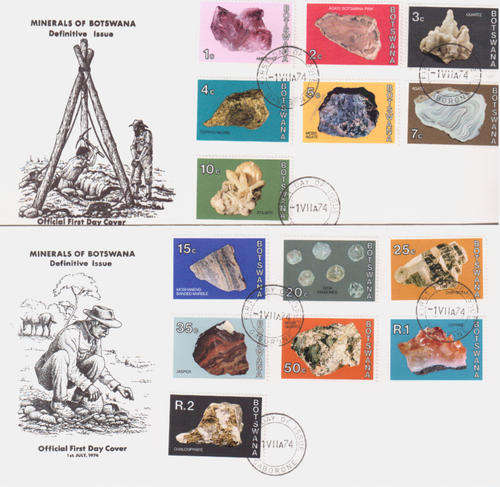 Minerals Botswana definitive issue - First day covers