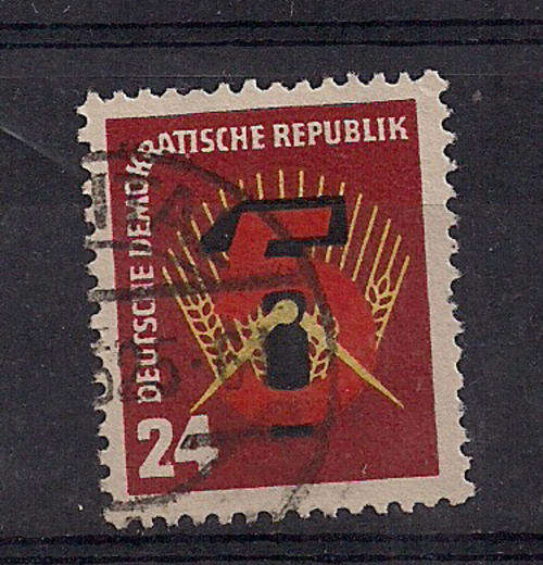 D.D.R 1951 used.  Symbols of Agriculture and Industry 24pf