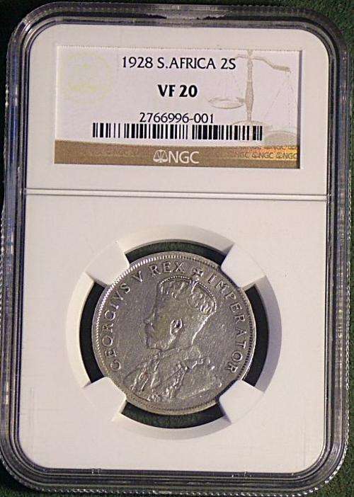 2 Shilling 1928 VF20 NGC Graded !!!! @ R1 start!!! Herns value: R3000