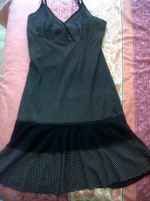 Black and white Polka Dot stretch dress.