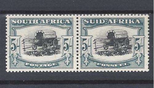 1944 UNION 5 SHILLING PAIR UNMOUNTED MINT - SACC 62a BLACK & GREYISH GREEN