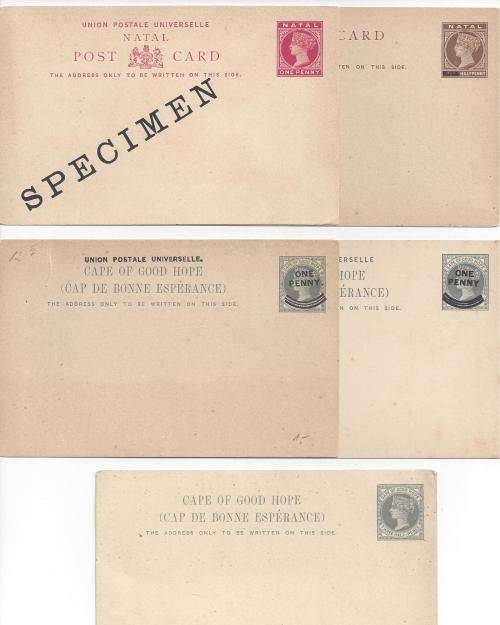 SA POSTAL STATIONERY X 5 VICTORIAN POSTCARDS IN REASONABLE CONDITION