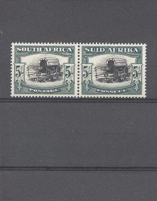 1944 UNION 5/- PAIR UNMOUNTED MINT (SACC 62a) CAT VAL R900