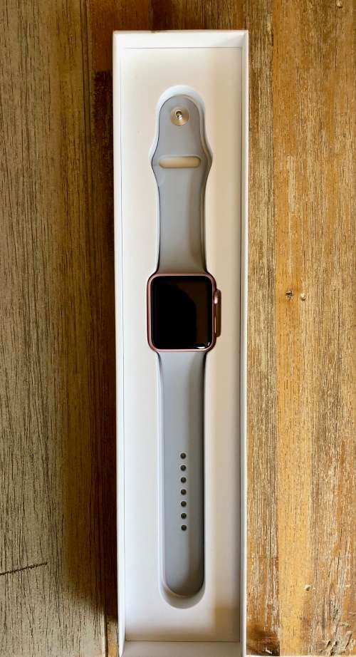 Apple Watch Series 1 42 mm Rose Gold with new Fog Grey sport band