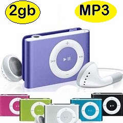 2GB MP3 Player (Shuffle style) with Mini Clip Metal Case