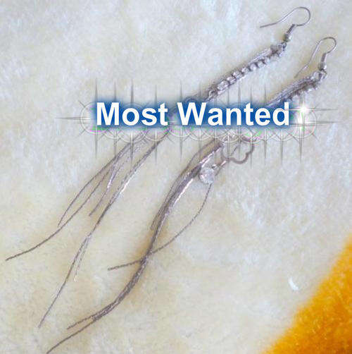 Chic Diamante Gunmetal Colour Earrings - 12cm length