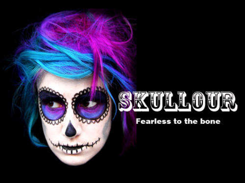 SKULLOUR NEON HAIR DYE- 3 Stripes BLUE, NEON PINK, PURPLE
